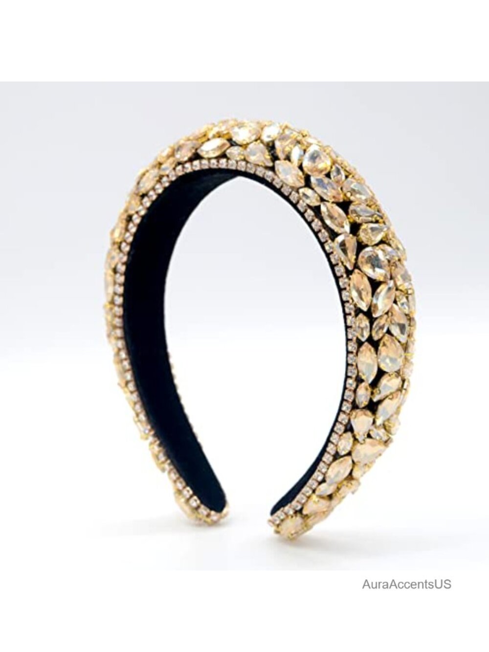Rhinestone Velvet Padded Headband Crystal Bling Wedding Party Hair Accessory